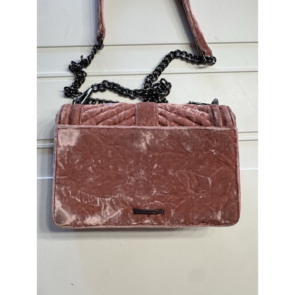 Rebecca Minkoff Pink Love Velvet Chevron Crossbody Bag Chain - Picture 4 of 8